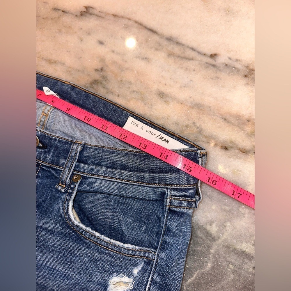 Rag & Bone Size 28 Dre Style Distressed Blue Women's Straight Leg Jeans - Picture 11 of 14